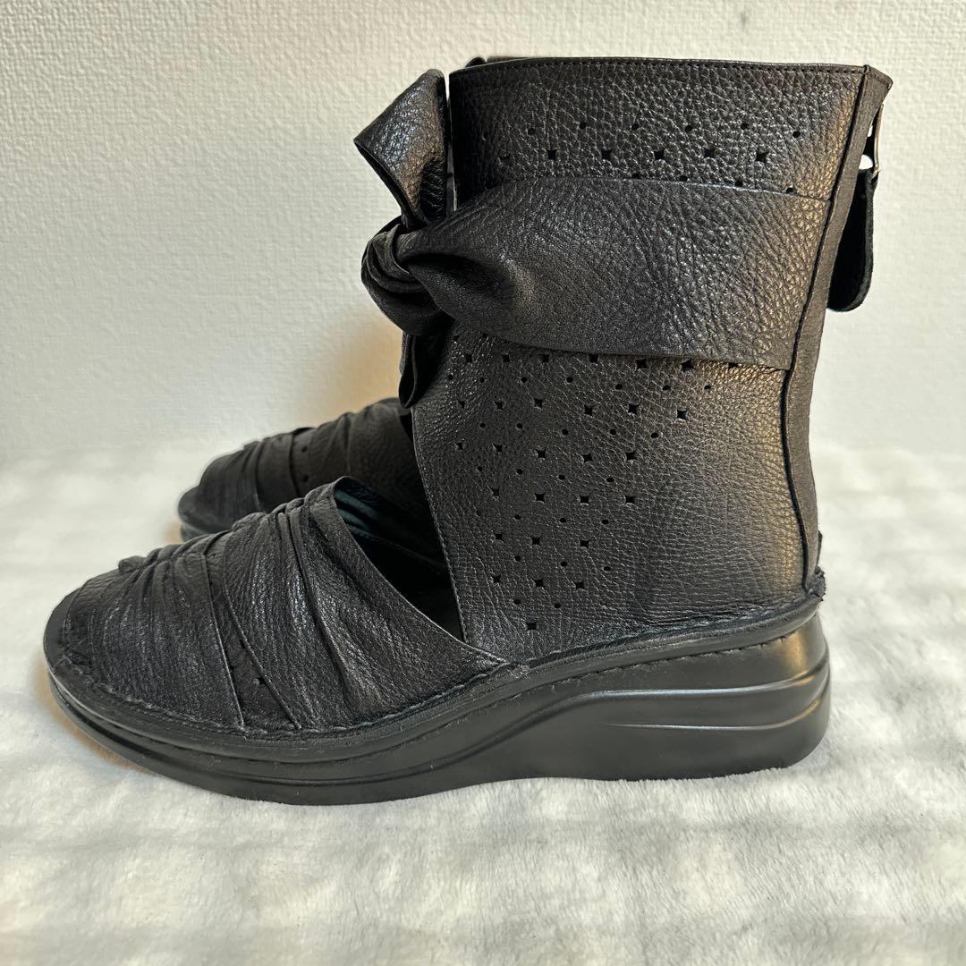 初売りセール！タグ付き⭐️センソユニコ　リボン ブーツ　バックジップ　レザー