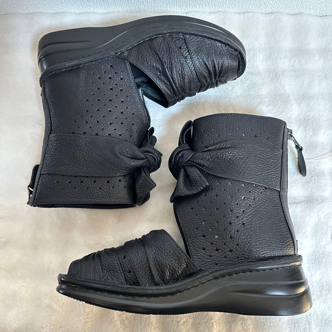 初売りセール！タグ付き⭐️センソユニコ　リボン ブーツ　バックジップ　レザー