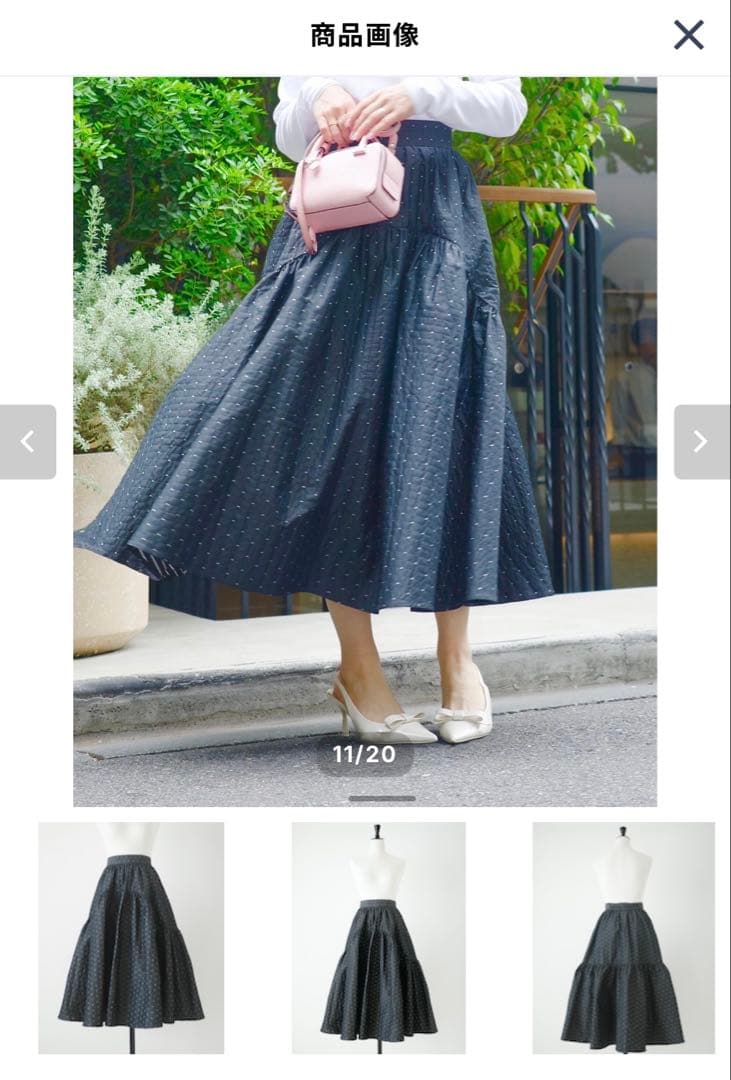 新品【hitomi】memory lamé dot jacquard skirt