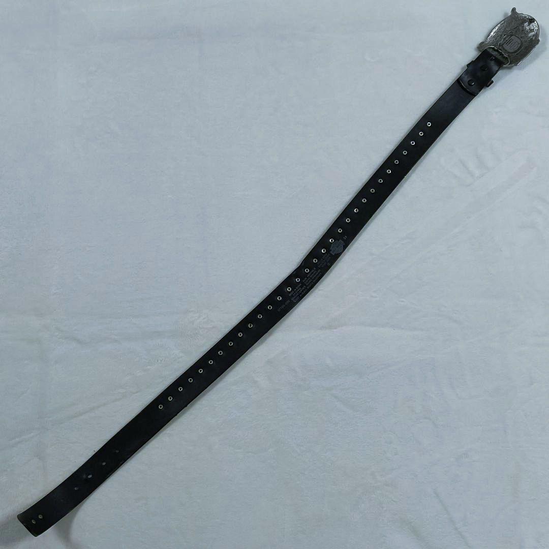 ハーレーダビッドソン　ベルト　バックル　ドクロ　レザー　ブラック