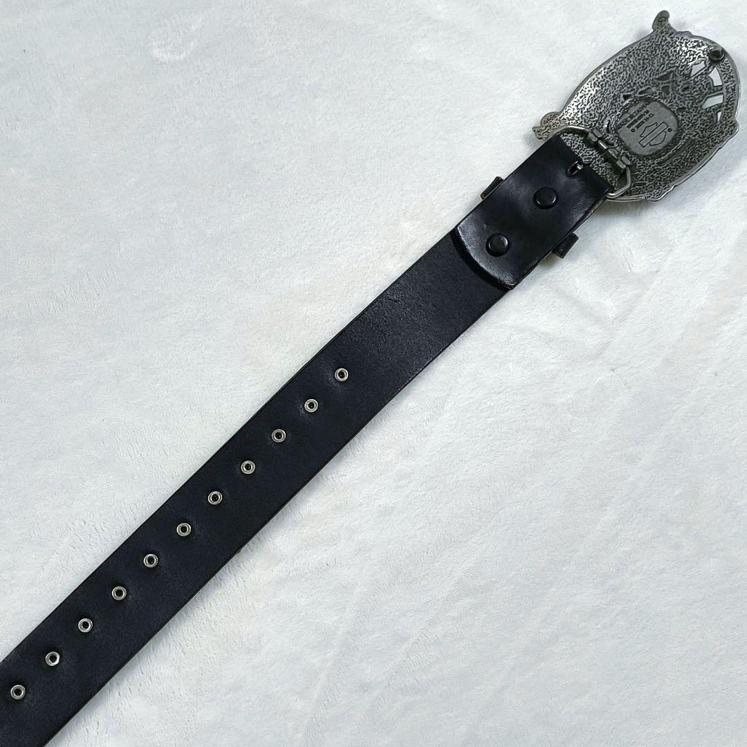 ハーレーダビッドソン　ベルト　バックル　ドクロ　レザー　ブラック