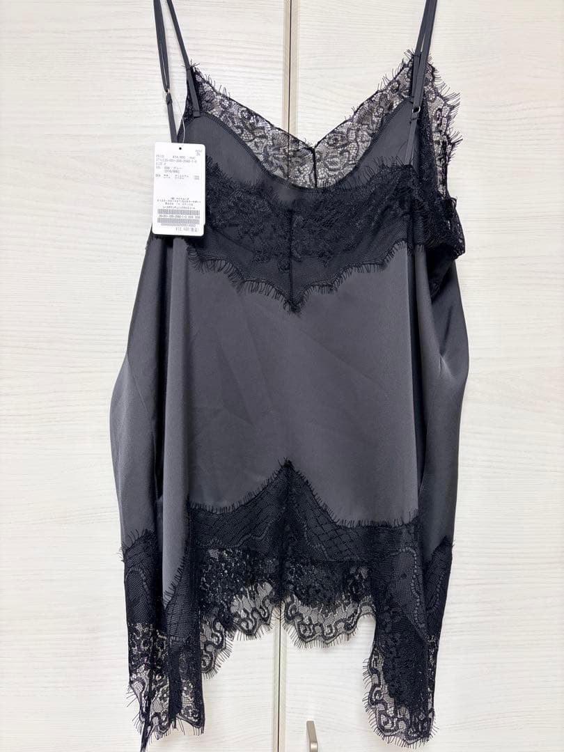 新品★Spick and Span レースサテンチュニックキャミソール　グレー