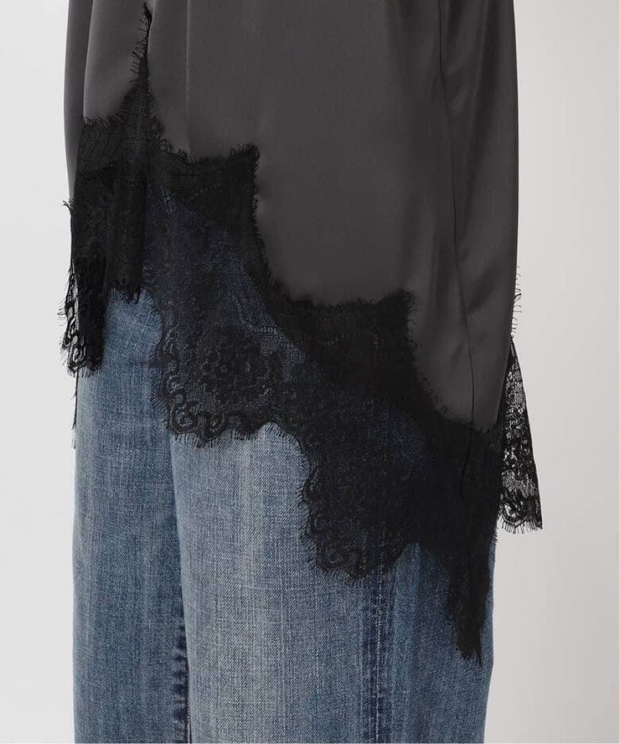 新品★Spick and Span レースサテンチュニックキャミソール　グレー