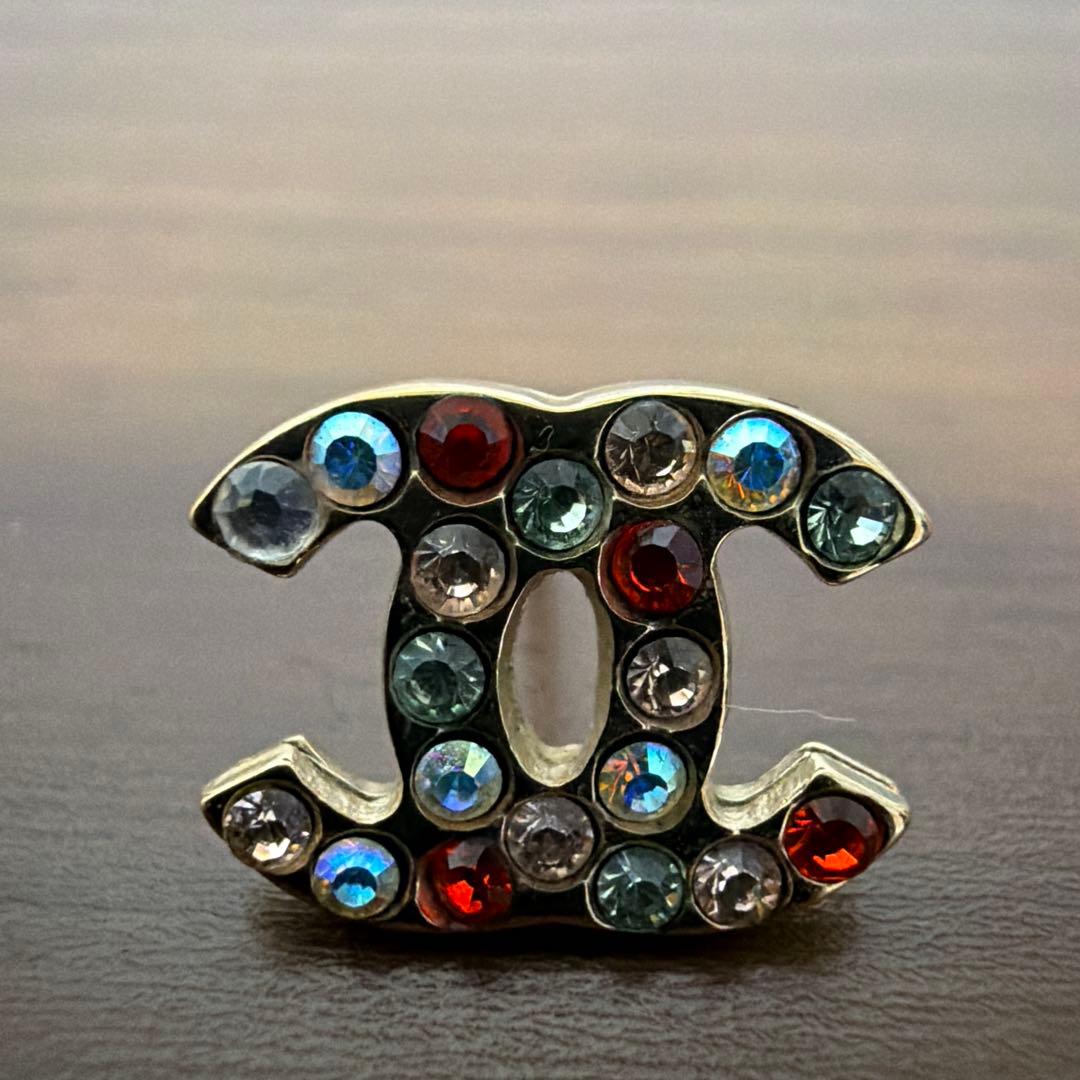 美品　CHANEL シャネル　ピアス　ゴールド　ラインストーン　ココマーク