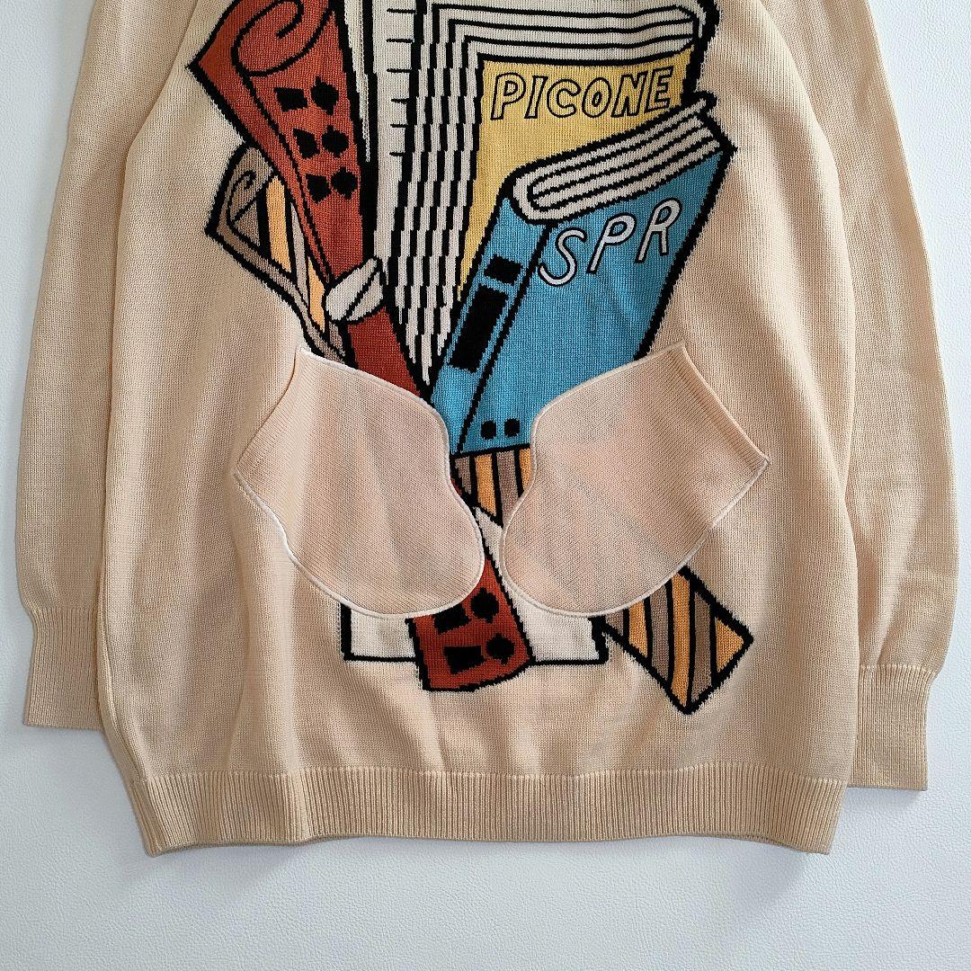 【美品】ピッコーネ　オーバーサイズタートルニット　ジャガード　刺繍　ポケット