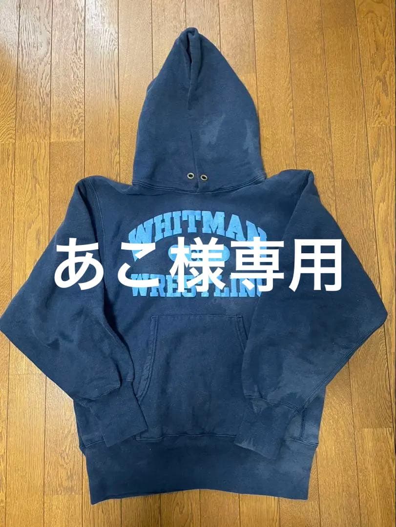 チャンピオン80s90sトリコタグ3段プリントリバースウィーブパーカー ネイビー