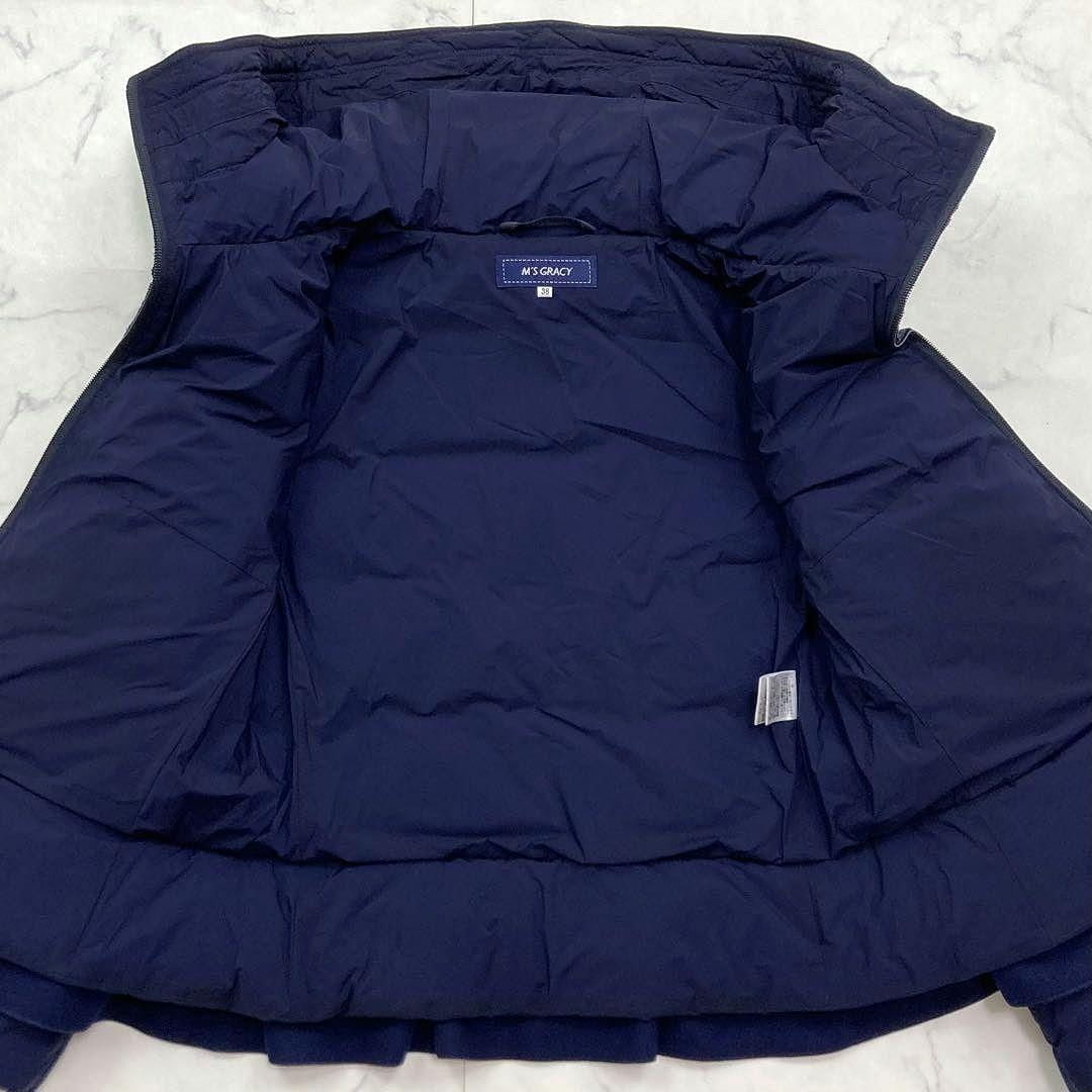 エムズグレイシー ペプラムフリル 切替 ダウンジャケット ワッペン リボン 38