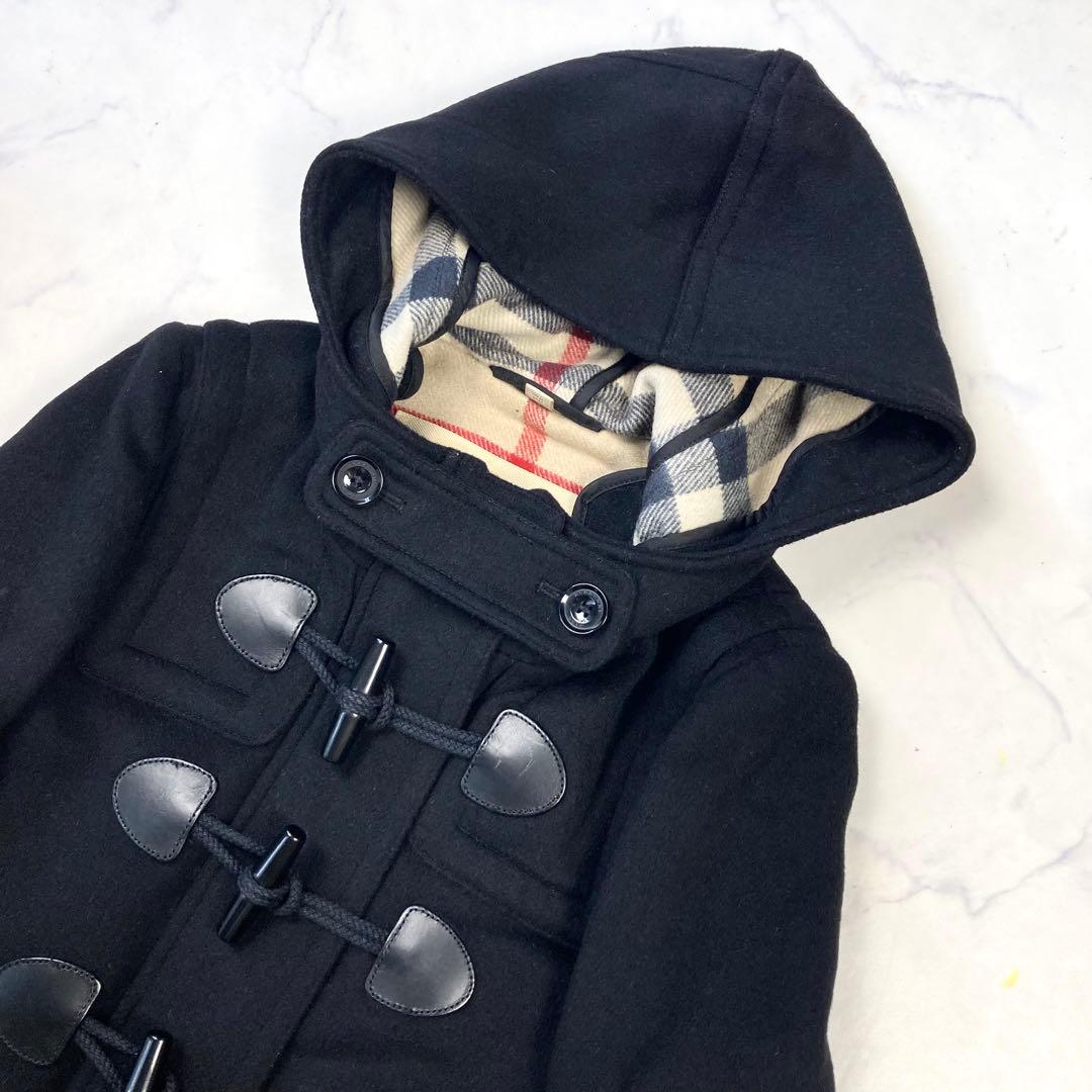 極美品 バーバリーブリット ダッフルコート　黒 メガネチェック