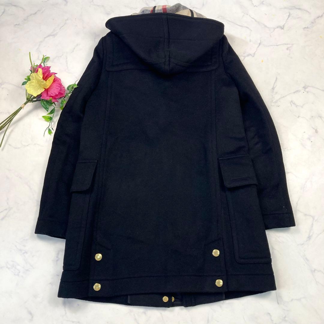 極美品 バーバリーブリット ダッフルコート　黒 メガネチェック