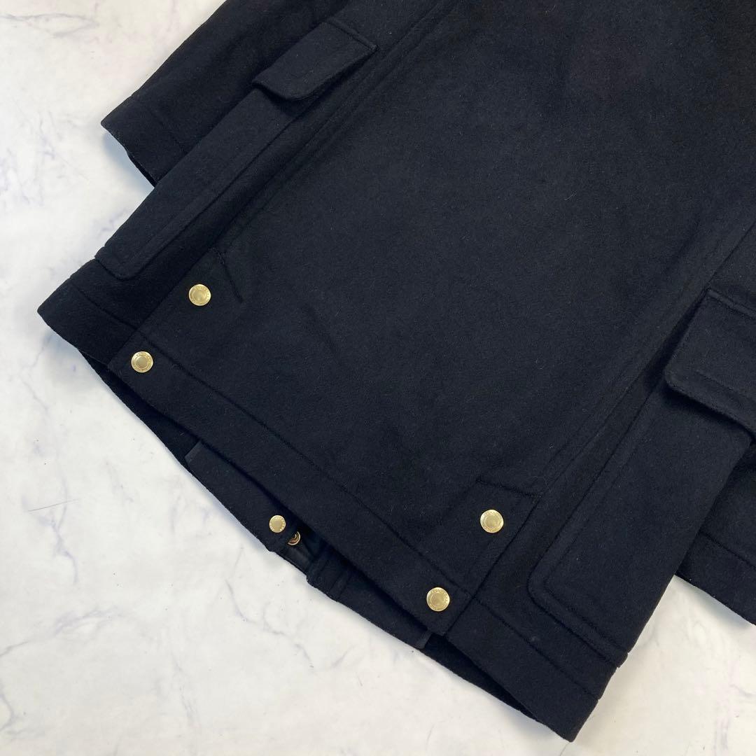 極美品 バーバリーブリット ダッフルコート　黒 メガネチェック