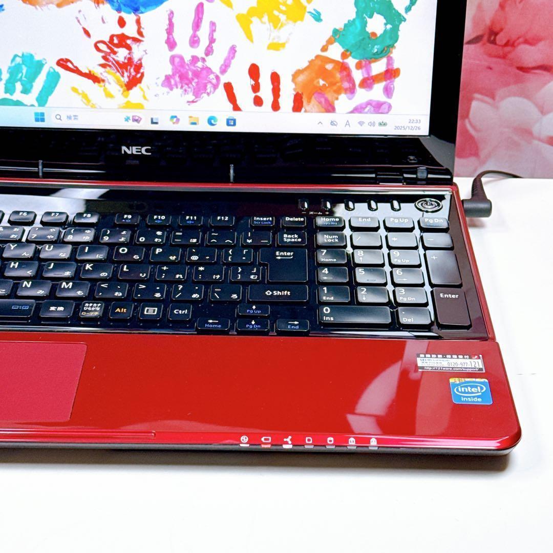 新品SSDで爆速✨windows11 ノートパソコン✨オフィス カメラ 赤