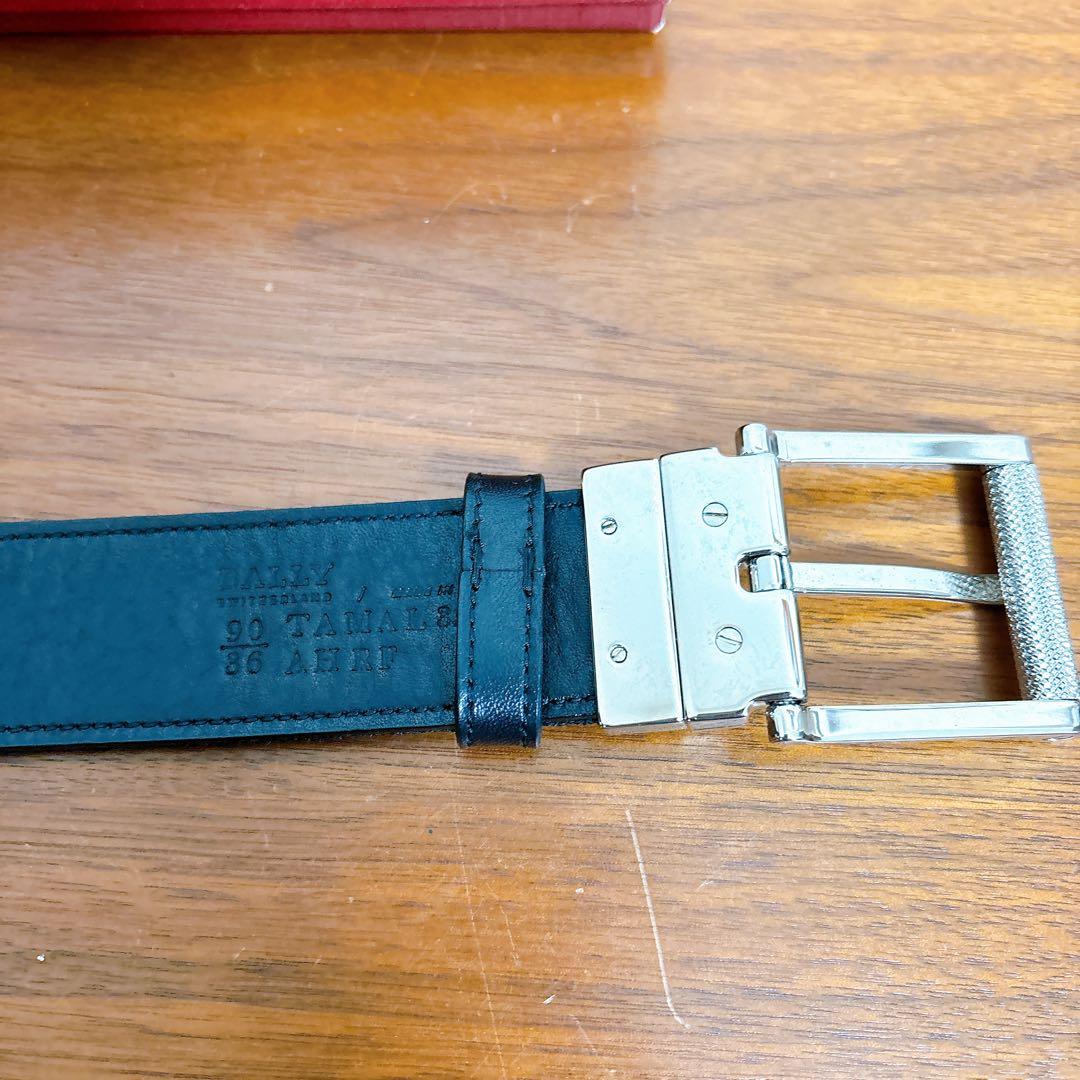 未使用級 BALLY バリー リバーシブル ベルト レザー キャンバス ブラック