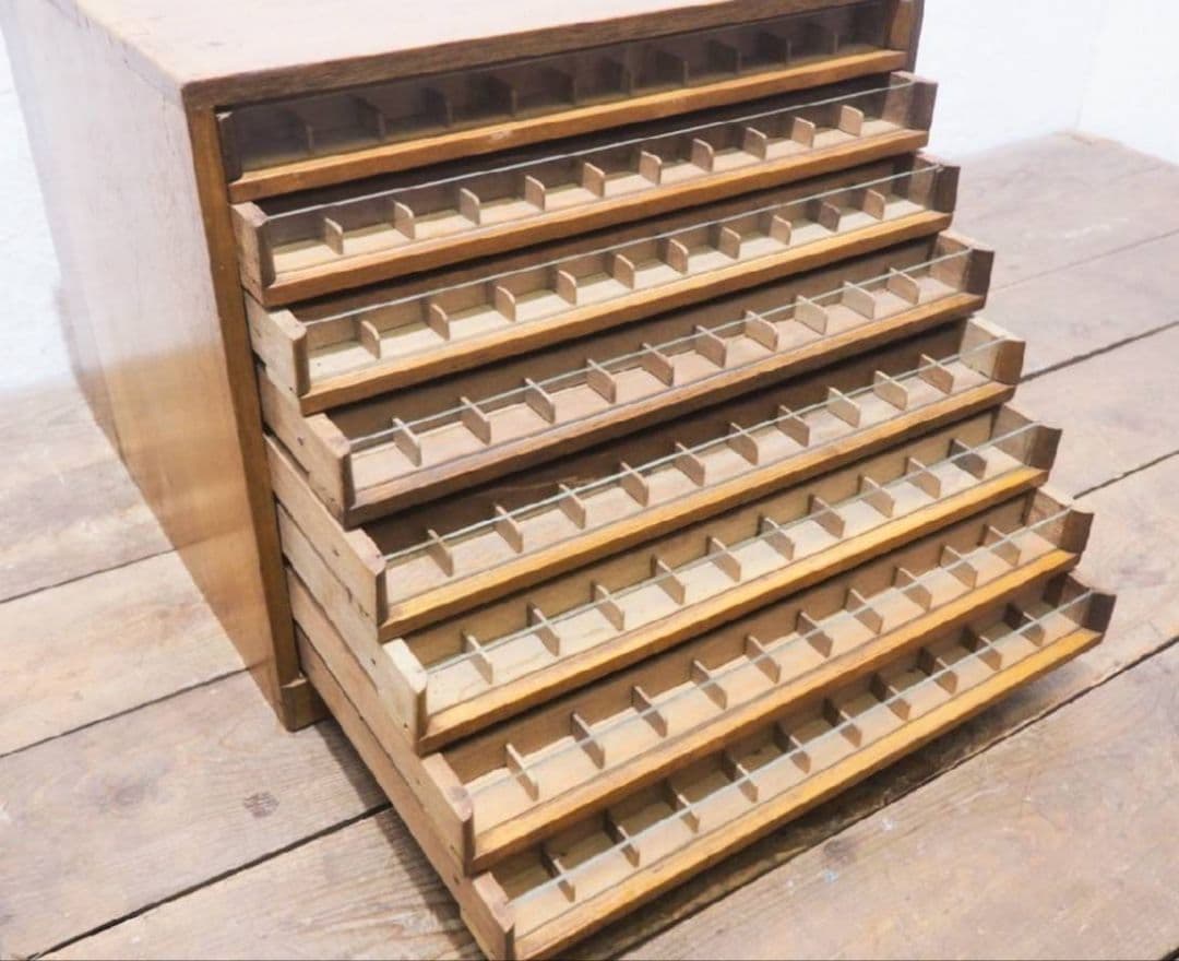 1006 ヴィンテージ　ミシン糸ケース　小物入れ　ガラスケース　古家具　レトロ