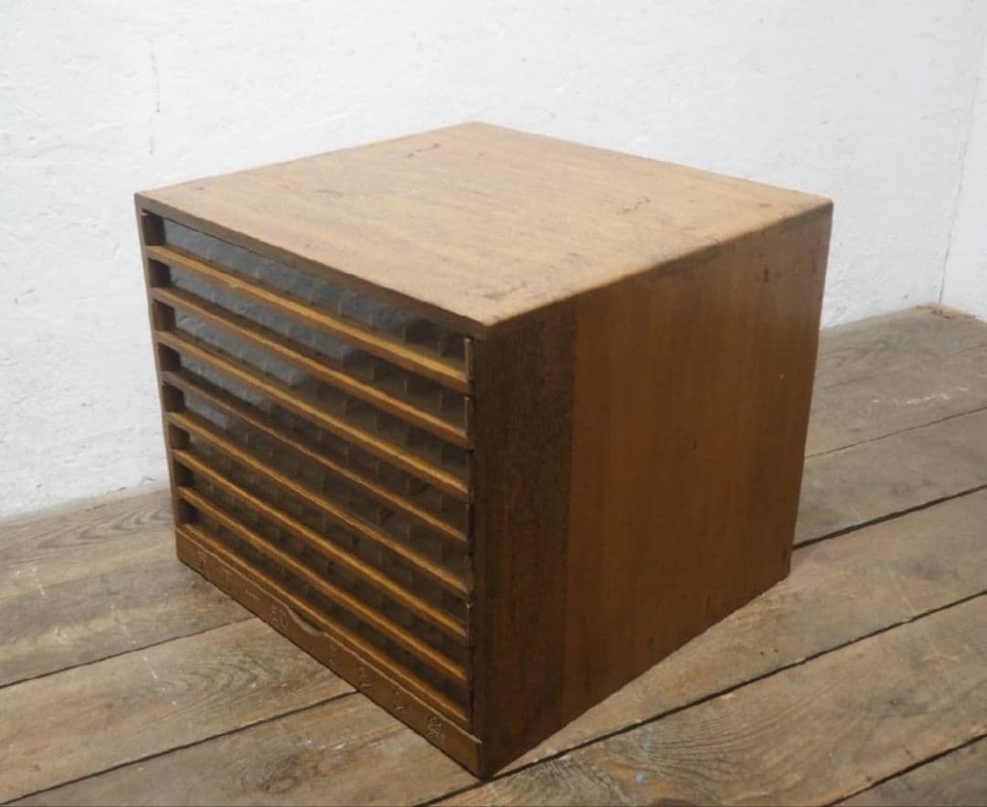 1006 ヴィンテージ　ミシン糸ケース　小物入れ　ガラスケース　古家具　レトロ