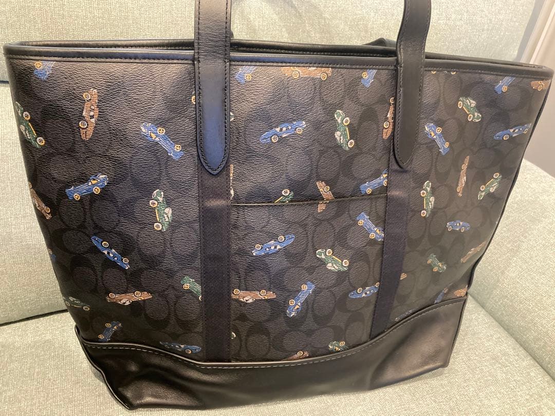 COACH　車柄　トートバッグ 黒