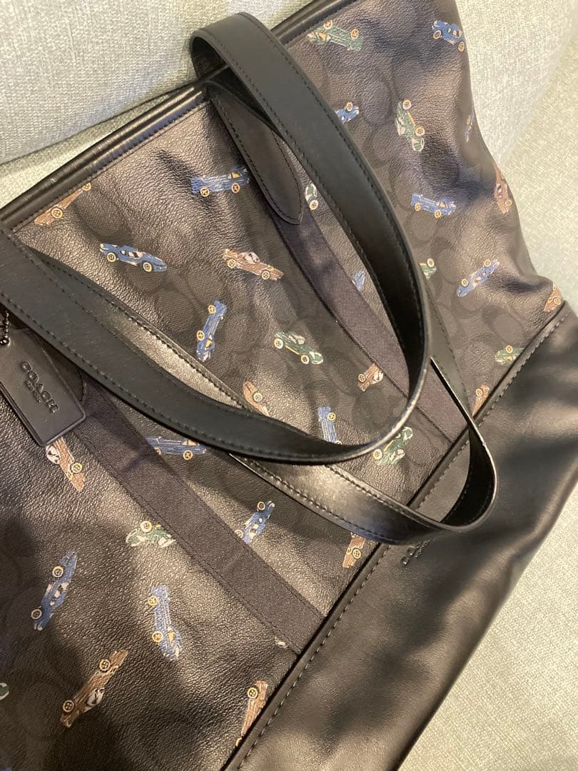 COACH　車柄　トートバッグ 黒
