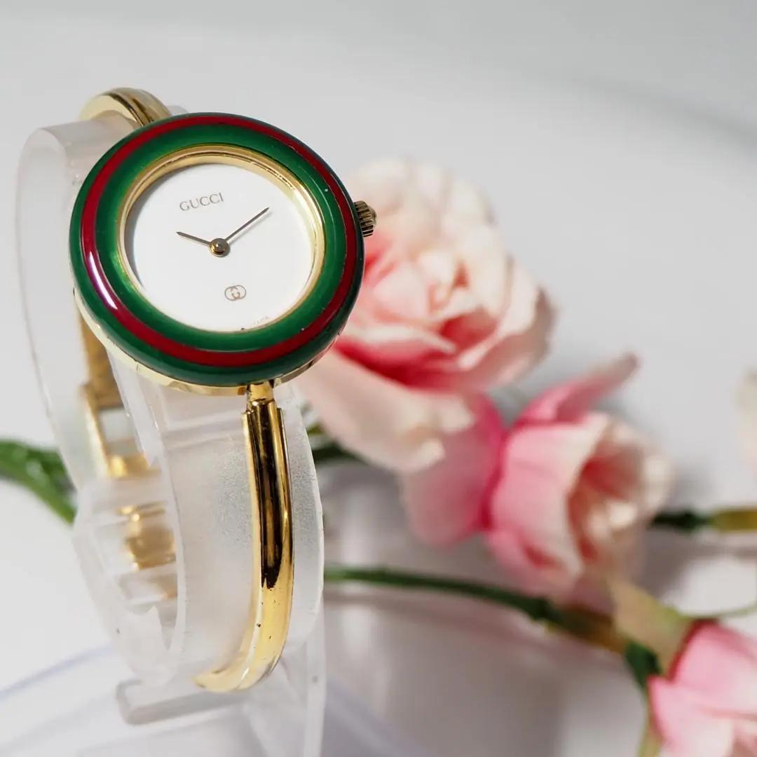 美品 グッチ GUCCI チェンジベゼル バングルウォッチ 腕時計 F601