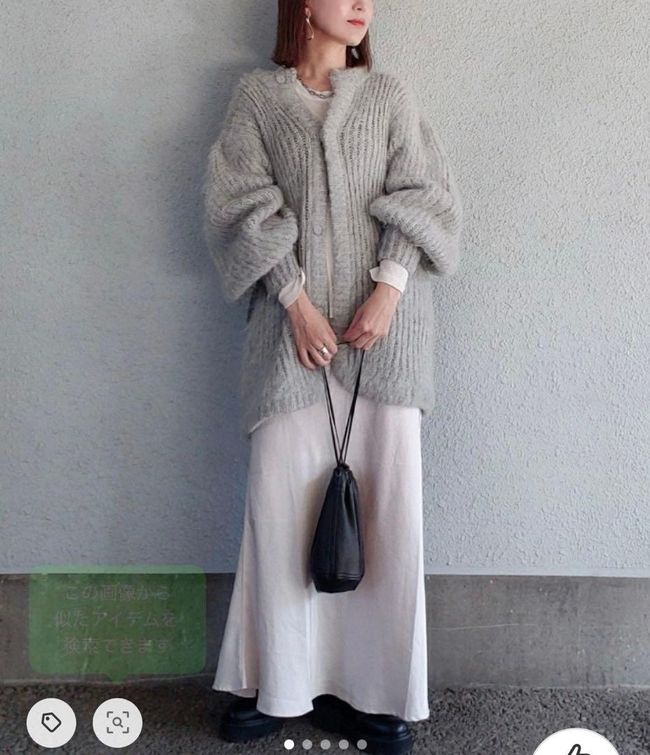 【CLANE】クラネ　カラーモヘアシャギーカーディガン　グレー　L