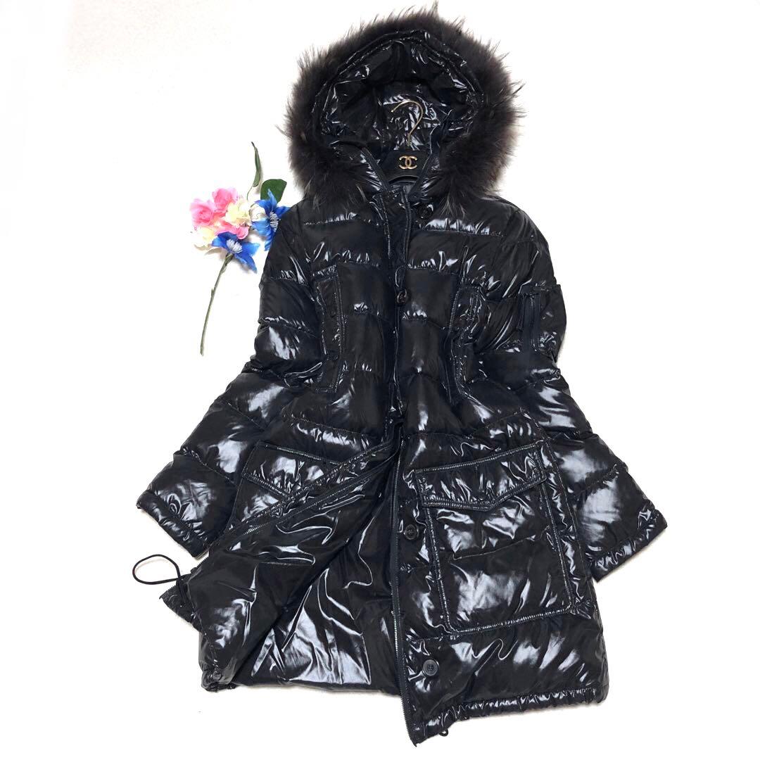 未使用級　デュベティカ　ダウンコート　corcira　ラクーンファー　黒　40