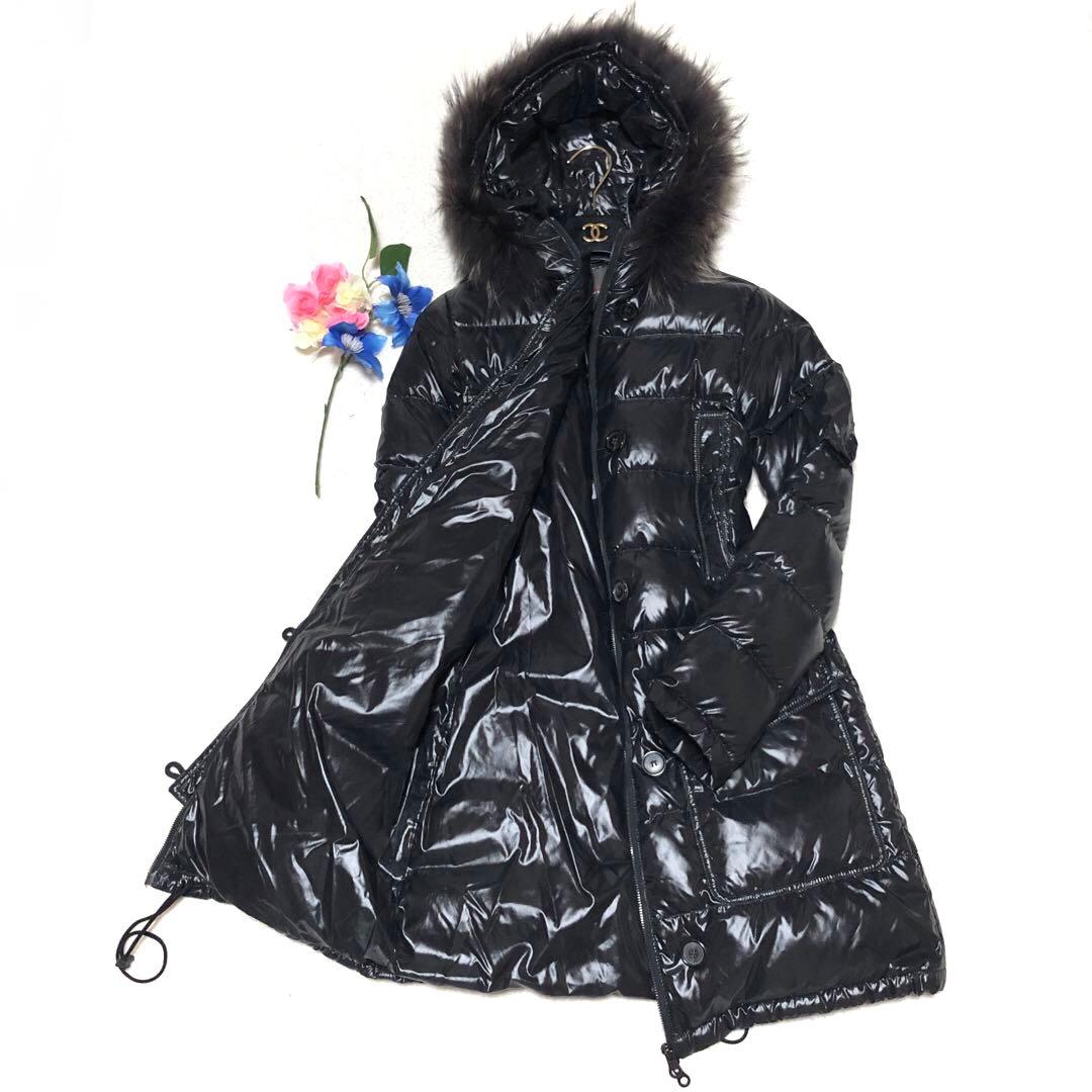 未使用級　デュベティカ　ダウンコート　corcira　ラクーンファー　黒　40