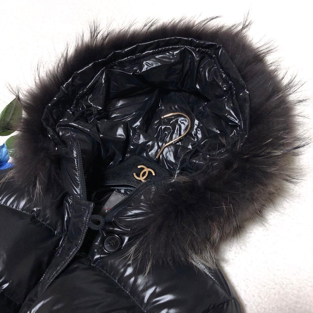 未使用級　デュベティカ　ダウンコート　corcira　ラクーンファー　黒　40