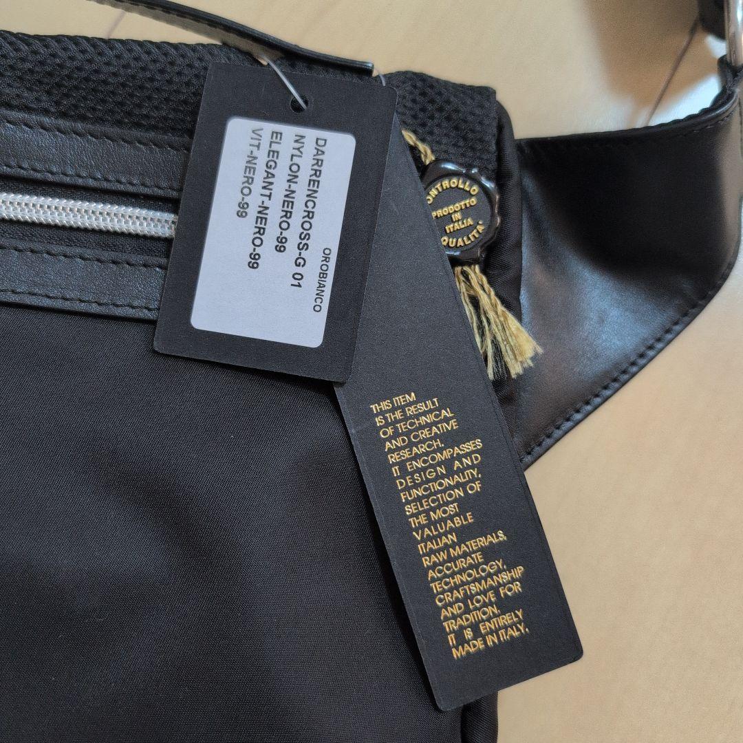 【新品・タグ付】Orobianco メンズ ブラック ボディバッグ 保存袋付