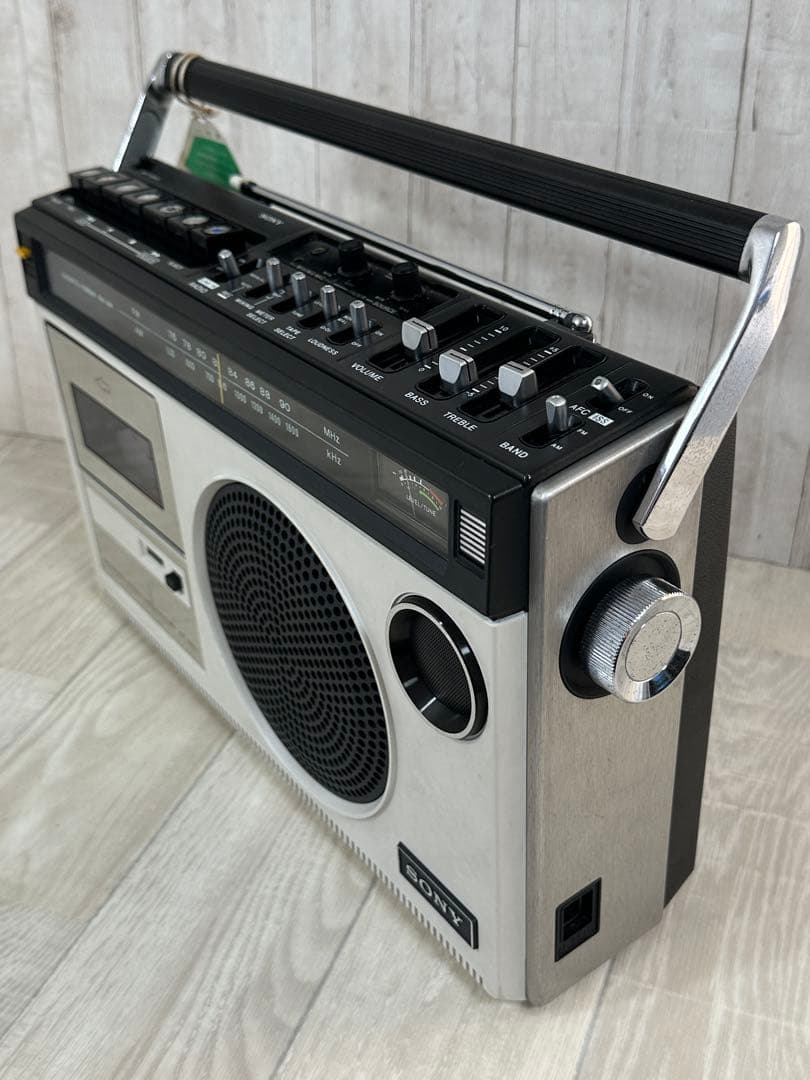 【動作品】希少レアカラー白SONY ラジカセ CF-1980 昭和レトロラジオ