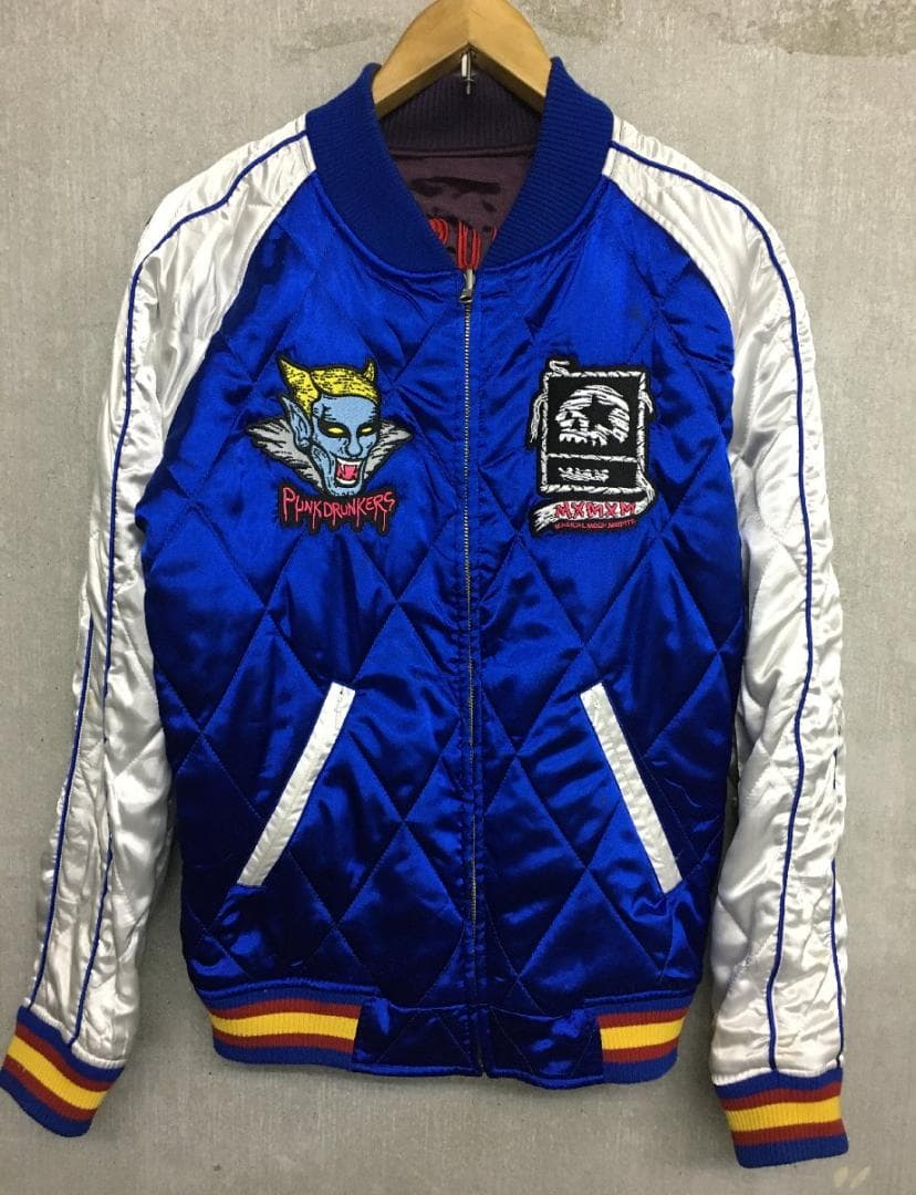 パンクドランカーズ リバーシブル 刺繍 中綿 スカジャン サイズM