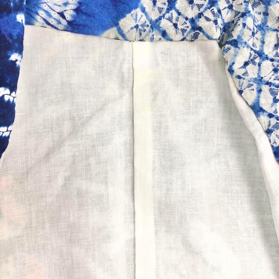 ☆ 夏着物 浴衣 有松鳴海本絞り 可愛い花柄模様 藍色 トール K-3580