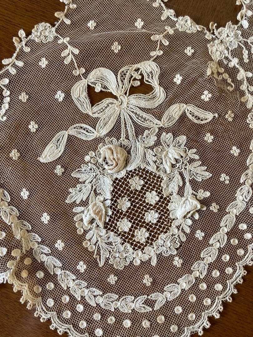 フランスアンティーク立体の花びら チュールレース ウエディング用 花かご&リース