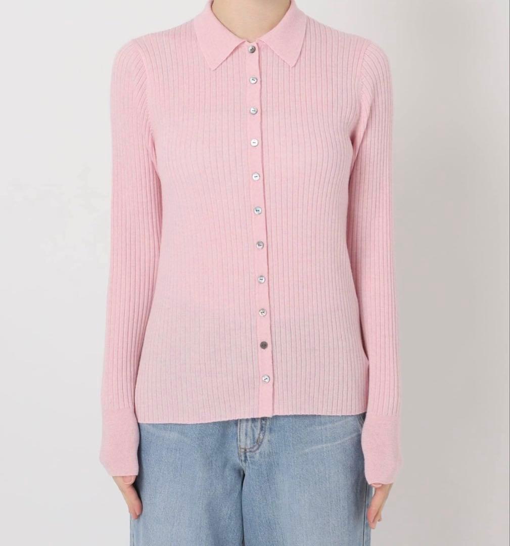 【新品】IENA EXメリノリブ ポロ襟カーディガン