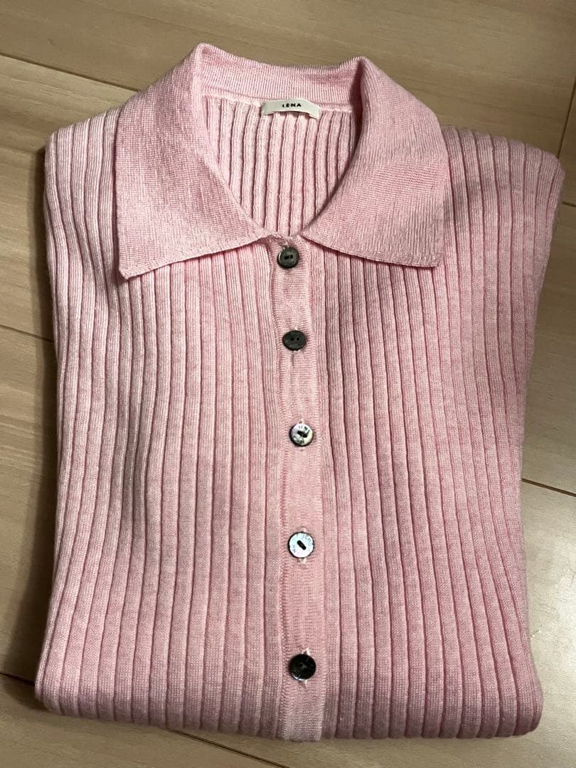 【新品】IENA EXメリノリブ ポロ襟カーディガン