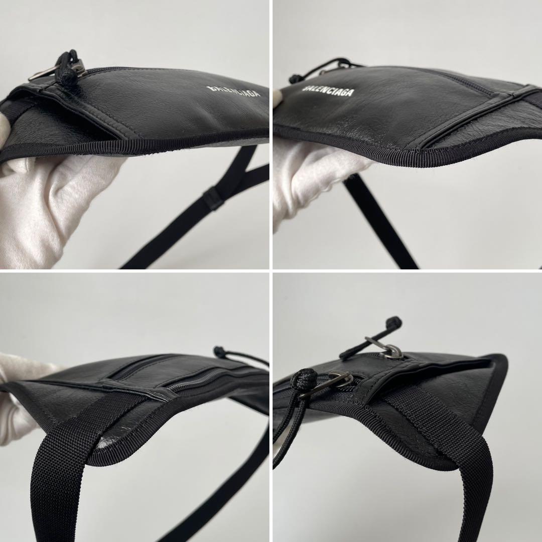 【未使用級】バレンシアガ エクスプローラー ベルトバッグ レザー ロゴ 黒