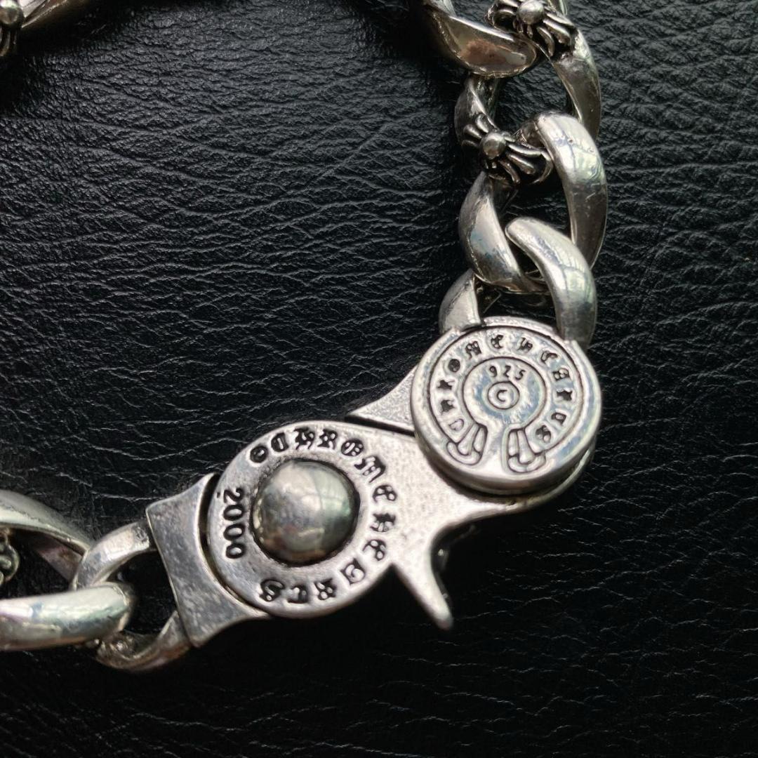 メンズブレスレット フラワーモチーフ　ヴィンテージS925コーティング 刻印あり