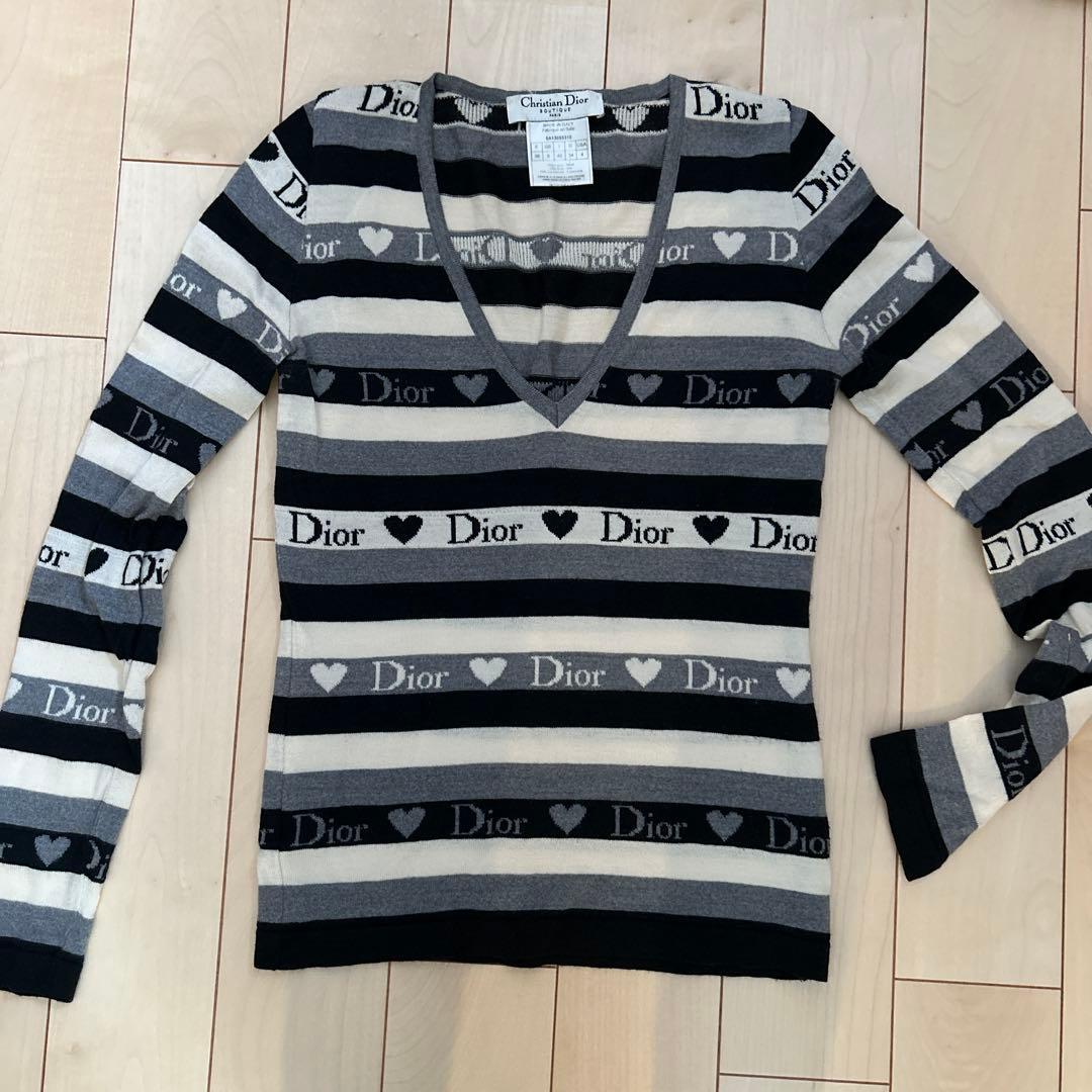 ChristianDior ニット　36 黒白グレー