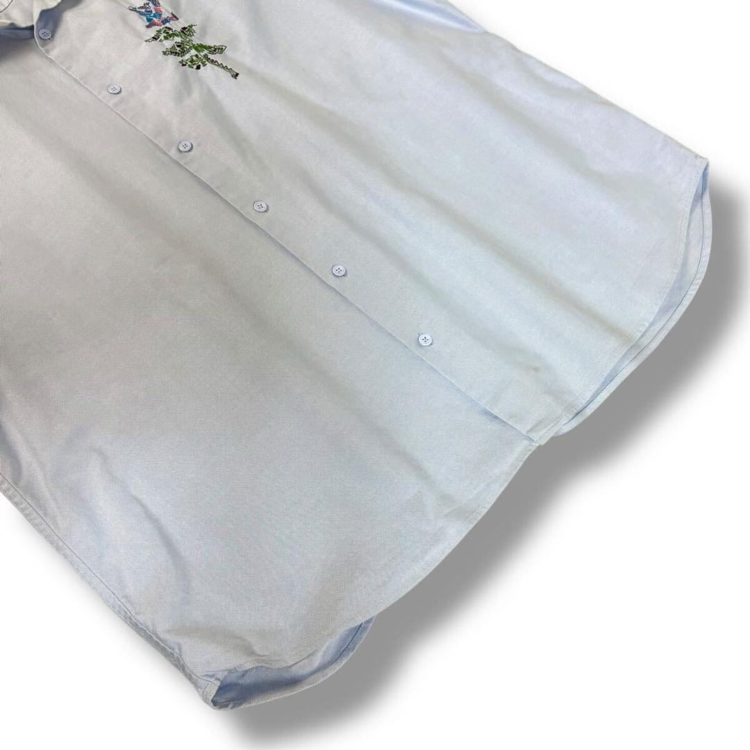 【美品】LOUIS VUITTON 長袖 シャツ 刺繍ブルー XXLイタリア製