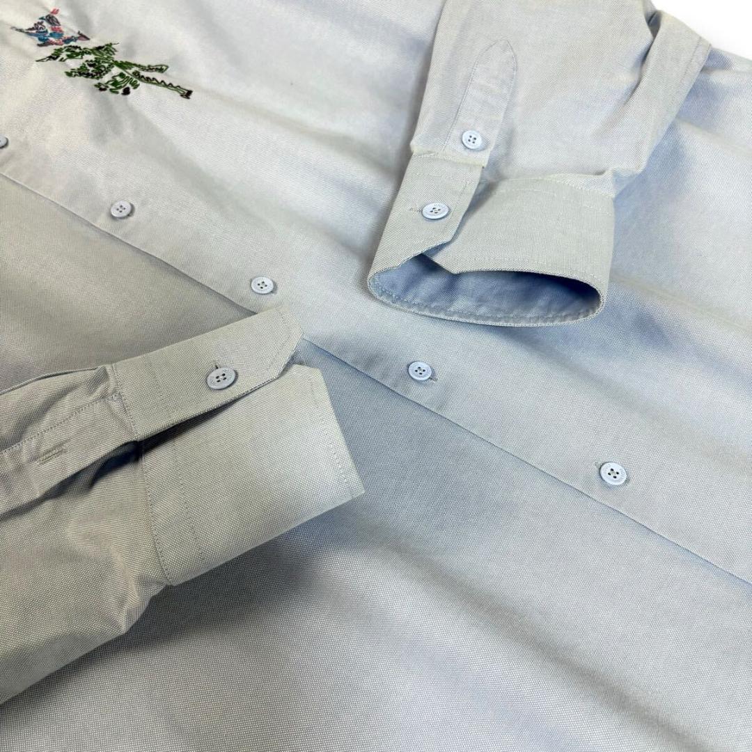 【美品】LOUIS VUITTON 長袖 シャツ 刺繍ブルー XXLイタリア製