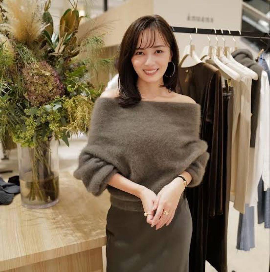 【未使用】anuans ラクーンフォックスオフショルニットプルオーバー モカ