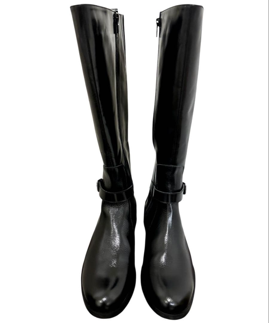 定価47300円 インポート ロングブーツ サイドジップ ベルト 厚底
