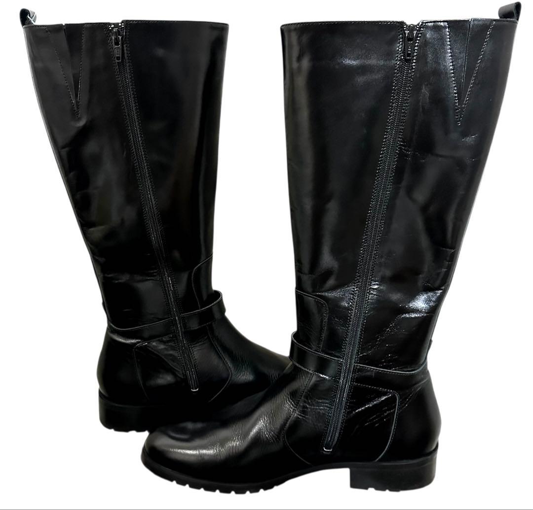 定価47300円 インポート ロングブーツ サイドジップ ベルト 厚底