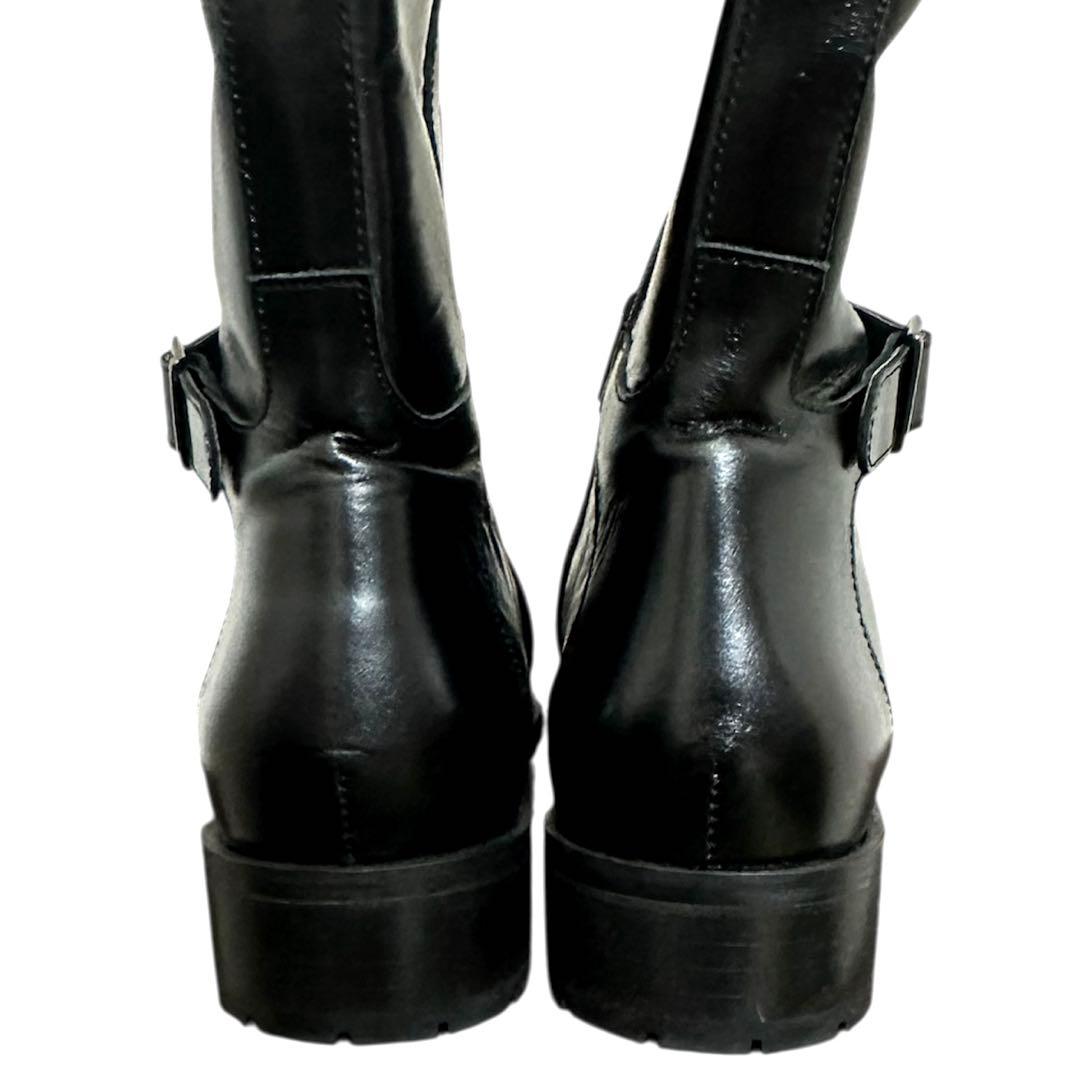 定価47300円 インポート ロングブーツ サイドジップ ベルト 厚底