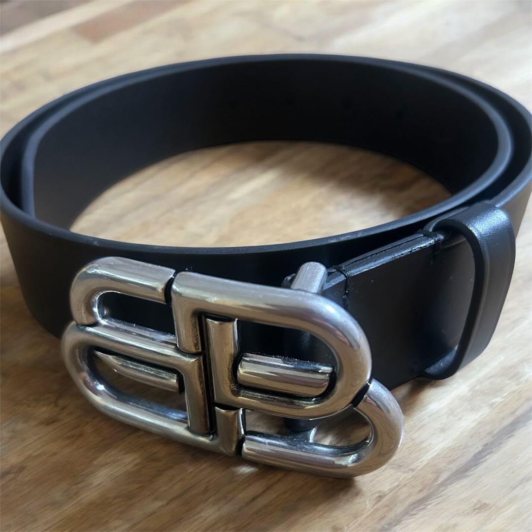 BALENCIAGA BBラージレザーベルト ブラック