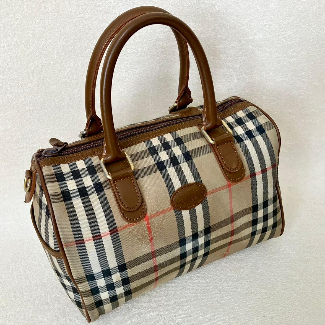 ヴィンテージ バーバリー ミニボストンバッグ ノバチェック シャドーホース