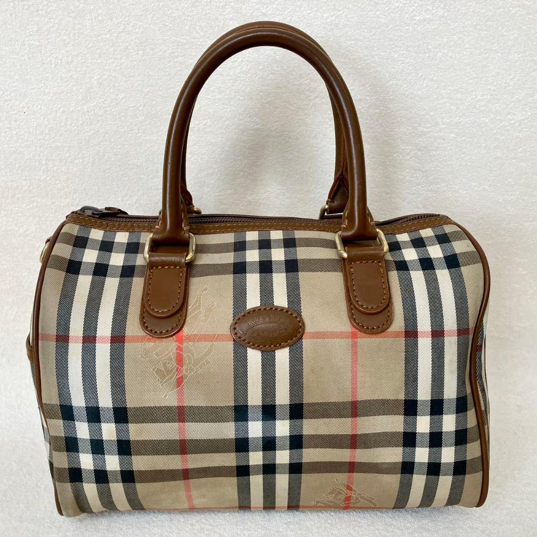 ヴィンテージ バーバリー ミニボストンバッグ ノバチェック シャドーホース