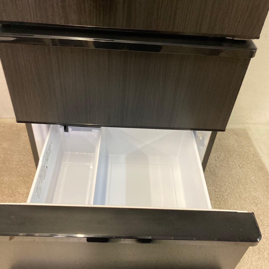 【高年式美品】自動製氷付きダークウッド仕上げ 4ドア冷蔵庫 3引き出し