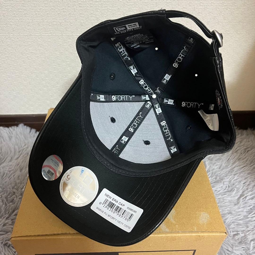 NEWERA 9Forty NY ヤンキース キャップ 帽子 ブラック レザー