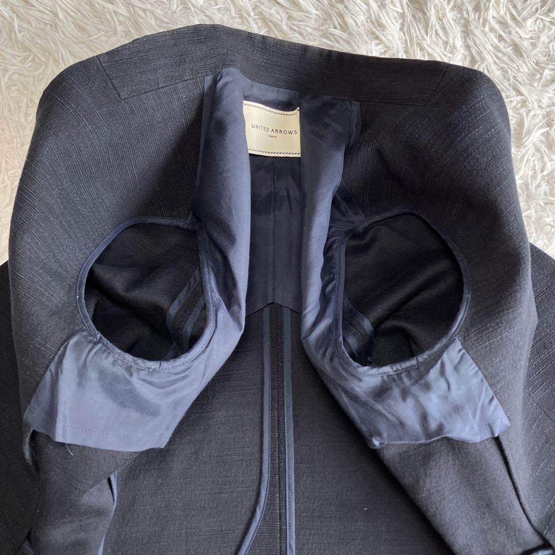美品 UNITED ARROWS ノーカラージャケット パンツスーツ スラブ36