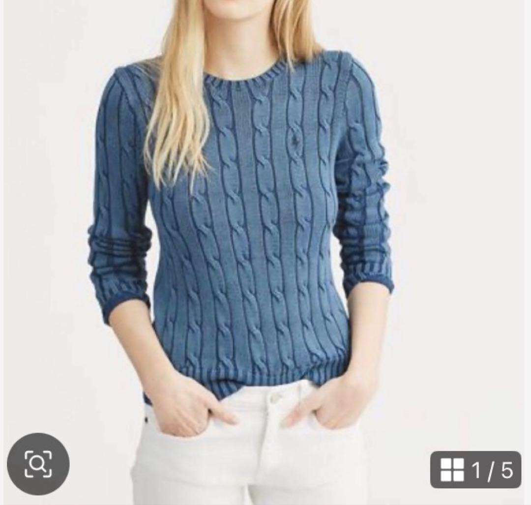 ラルフローレン　インディゴケーブルニット