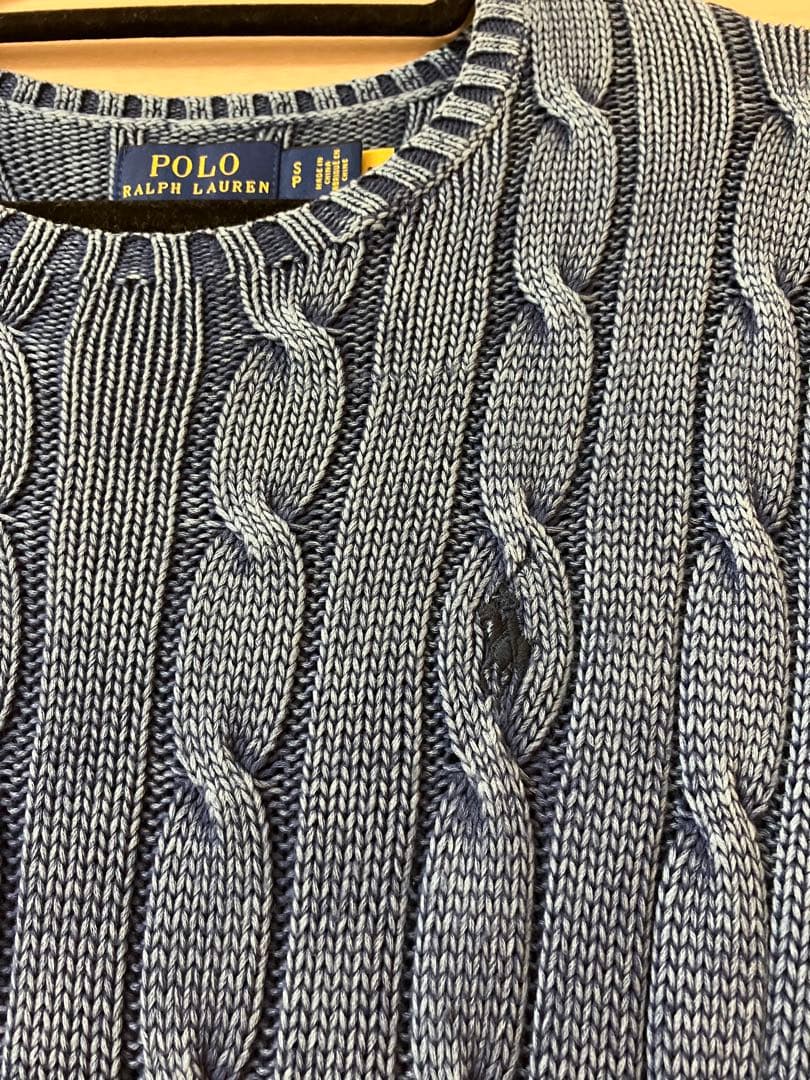 ラルフローレン　インディゴケーブルニット