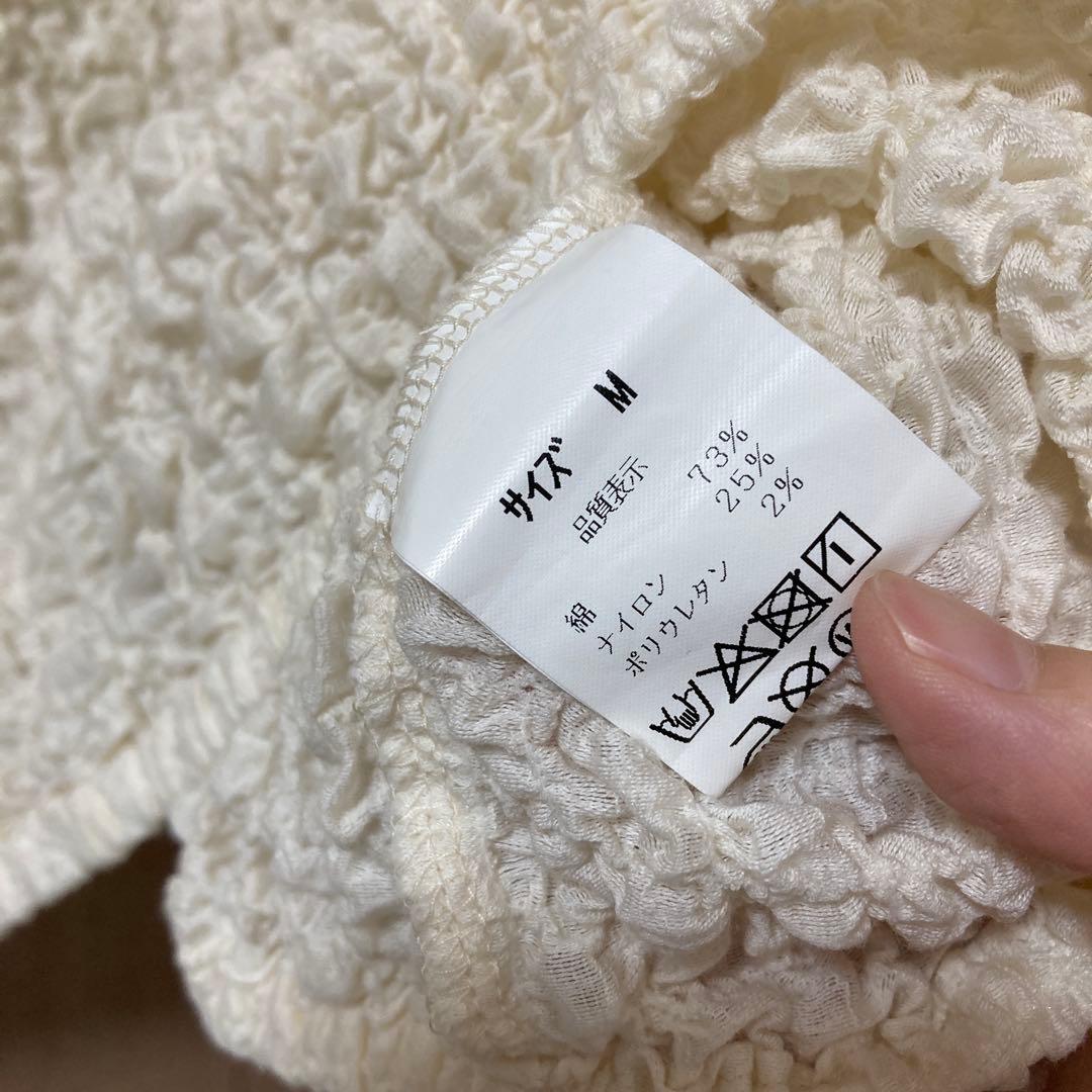 ナインアール rrrrrrrr オーガニックコットンシュリンクレースブラウス　M